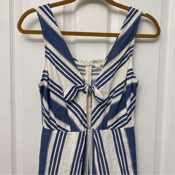 Taylor & Sage Linen Blend Tulip Leg Jumper Romper Blue White Stripes Small - Picture 1 of 16